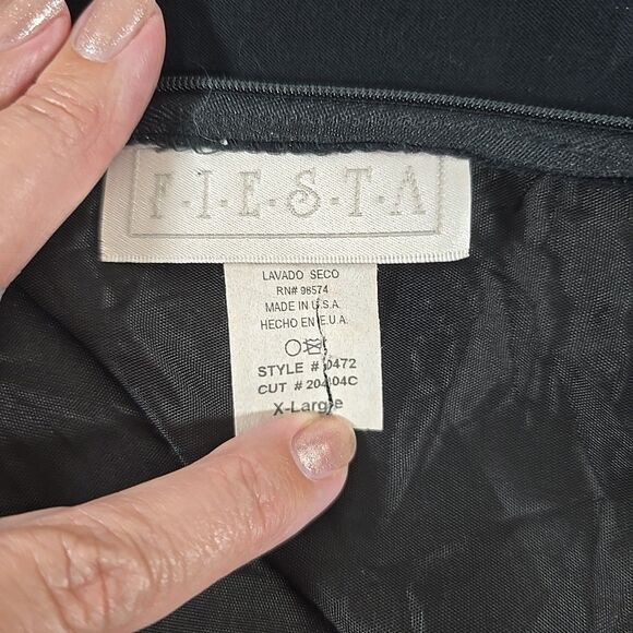 Fiesta Formal Sz XL Shiny Black Maxi Skirt Liquid Metal Dance Prom Party USA - Picture 8 of 9